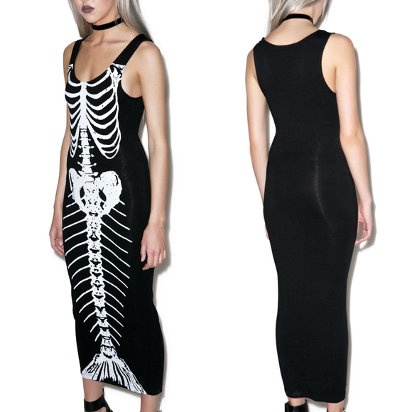 ONE SMALL LEFT! [NEW] Iron Fist Bone Deep Bodycon Dress - Picture 4 of 16